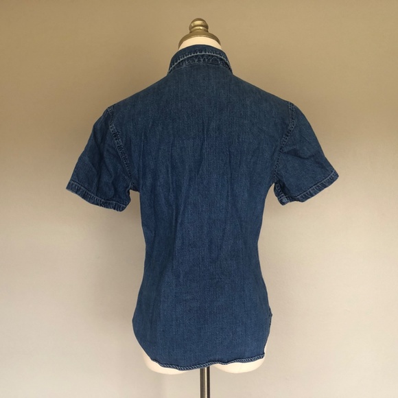 Eddie Bauer Small Petite Blue Jen Shirt Button Down Short Sleeves - Picture 8 of 10